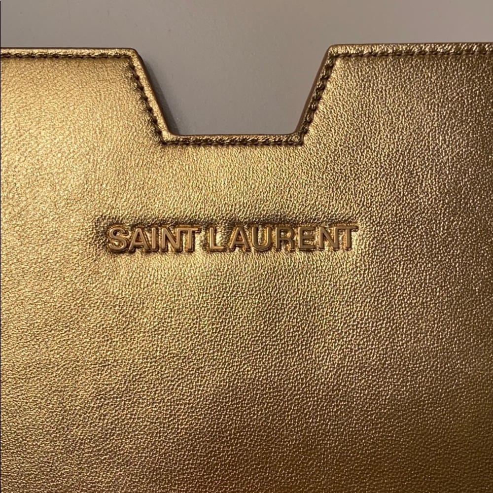 GOLD SAINT LAURENT CALFSKIN IPAD CASE